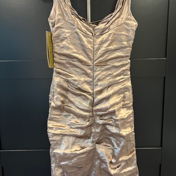 Nicole Miller Ruched Evening Gown, Size 8, Champaign color - Picture 3 of 9